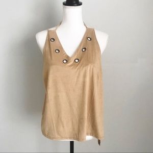 Cato Tan Suede Tank Top